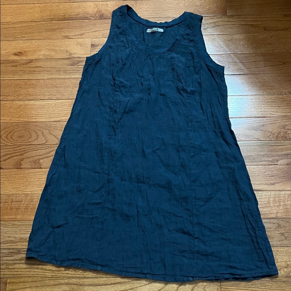 New Flax Blue Linen Midi Scope neck Sleeveless Pullover Dress Women’s M sz 10-14